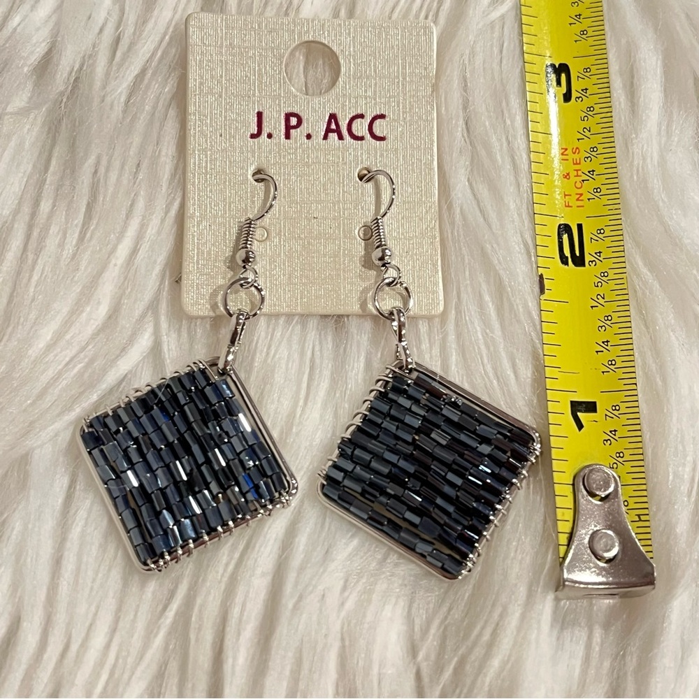 J.P. ACC Silver and Blue Beaded Earrings